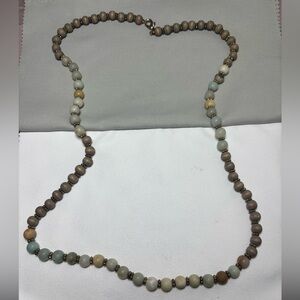 Boho Wood and Stone Beaded Necklace
